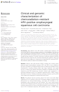 Cover page: Clinical and genomic characterization of chemoradiation-resistant HPV-positive oropharyngeal squamous cell carcinoma.