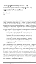 Cover page: L’autographie mareysienne: ou comment séparer les corps pour les rapprocher d’eux-mêmes