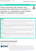 Cover page: Factors associated with response and remission from depression at 6-months of treatment in a retrospective cohort treated within an integrated care program.