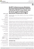 Cover page: NLRP3 Inflammasome Mediates Dormant Neutrophil Recruitment following Sterile Lung Injury and Protects against Subsequent Bacterial Pneumonia in Mice.
