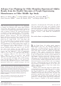 Cover page: Advance Care Planning for Older Homeless‐Experienced Adults: Results from the Health Outcomes of People Experiencing Homelessness in Older Middle Age Study