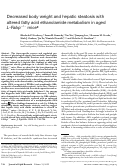 Cover page: Decreased body weight and hepatic steatosis with altered fatty acid ethanolamide metabolism in aged L-Fabp −/− mice