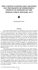 Cover page: The United Nations Declaration on the Rights of Indigenous Peoples in Defense of the Indian Child Welfare Act