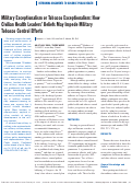 Cover page: Military exceptionalism or tobacco exceptionalism: how civilian health leaders' beliefs may impede military tobacco control efforts.