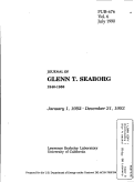 Cover page: Journal of Glenn T. Seaborg 1946-1958, vol. 6 January 1, 1952-December 31, 1952: