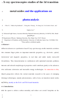 Cover page: X-ray spectroscopies studies of the 3d transition metal oxides and applications of photocatalysis