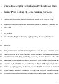 Cover page: Unified descriptor for enhanced critical heat flux during pool boiling of hemi-wicking surfaces