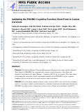 Cover page: Validating the PROMIS cognitive function short form in cancer survivors.