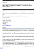 Cover page: Decision Making When Cancer Becomes Chronic: Needs Assessment for a Web-Based Medullary Thyroid Carcinoma Patient Decision Aid