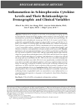 Cover page: Inflammation in Schizophrenia: Cytokine Levels and Their Relationships to Demographic and Clinical Variables.