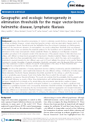 Cover page: Geographic and ecologic heterogeneity in elimination thresholds for the major vector-borne helminthic disease, lymphatic filariasis