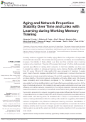 Cover page: Aging and Network Properties: Stability Over Time and Links with Learning during Working Memory Training