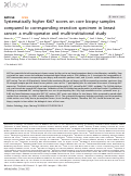 Cover page: Systematically higher Ki67 scores on core biopsy samples compared to corresponding resection specimen in breast cancer: a multi-operator and multi-institutional study