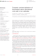 Cover page: Towards commercialization of fluorinated cation-disordered rock-salt Li-ion cathodes