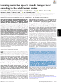 Cover page: Learning nonnative speech sounds changes local encoding in the adult human cortex