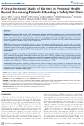 Cover page: A Cross-Sectional Study of Barriers to Personal Health Record Use among Patients Attending a Safety-Net Clinic