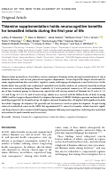 Cover page: Thiamine supplementation holds neurocognitive benefits for breastfed infants during the first year of life