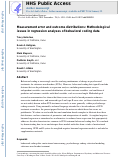 Cover page: Measurement Error and Outcome Distributions: Methodological Issues in Regression Analyses of Behavioral Coding Data