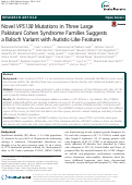 Cover page: Novel VPS13B Mutations in Three Large Pakistani Cohen Syndrome Families Suggests a Baloch Variant with Autistic-Like Features