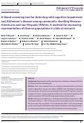 Cover page: A blood screening tool for detecting mild cognitive impairment and Alzheimer's disease among community‐dwelling Mexican Americans and non‐Hispanic Whites: A method for increasing representation of diverse populations in clinical research