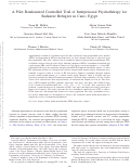 Cover page: Sudanese Refugees in Cairo, Egypt: A Randomized Controlled Trial of Interpersonal Psychotherapy for Trauma, Depression and Interpersonal Violence