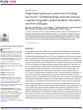 Cover page: “High blood pressure comes from thinking too much”: Understandings of illness among couples living with cardiometabolic disorders and HIV in Malawi