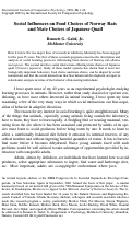 Cover page: Social Influences on Food Choices of Norway Rats and Mate Choices of Japanese Quail