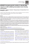 Cover page: MAGGIE: leveraging genetic variation to identify DNA sequence motifs mediating transcription factor binding and function