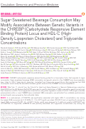 Cover page: Sugar-Sweetened Beverage Consumption May Modify Associations Between Genetic Variants in the CHREBP (Carbohydrate Responsive Element Binding Protein) Locus and HDL-C (High-Density Lipoprotein Cholesterol) and Triglyceride Concentrations.