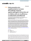 Cover page: Daily preventive zinc supplementation increases the antibody response against pathogenic Escherichia coli in children with zinc insufficiency: a randomised controlled trial