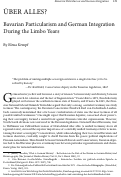 Cover page: Über Alles? Bavarian Particularism and German Integration during the Limbo Years