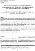 Cover page: Effects of Nonpurified and Choline Supplemented or Nonsupplemented Purified Diets on Hepatic Steatosis and Methionine Metabolism in C3H Mice