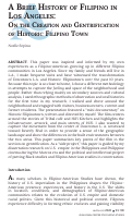 Cover page: A Brief History of Filipinos in Los Angeles: On the Creation and Gentrification of Historic Filipinotown