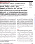 Cover page: Transplantation of wild-type mouse hematopoietic stem and progenitor cells ameliorates deficits in a mouse model of Friedreich's ataxia.