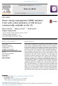 Cover page: Home energy management (HEM) database: A list with coded attributes of 308 devices commercially available in the US