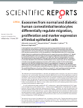 Cover page: Exosomes from normal and diabetic human corneolimbal keratocytes differentially regulate migration, proliferation and marker expression of limbal epithelial cells