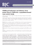 Cover page: Childhood leukaemia and distance from power lines in California: a population-based case-control study