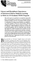 Cover page: Literacy and Disciplinary Experiences of Taiwanese/Chinese Students Learning to Write in a US Graduate TESOL Program