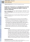 Cover page: Identification of Hemopexin as an Anti-Inflammatory Factor That Inhibits Synergy of Hemoglobin with HMGB1 in Sterile and Infectious Inflammation