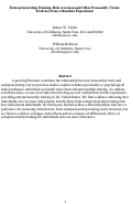 Cover page: Entrepreneurship Training, Risk Aversion and Other Personality Traits: Evidence from a Random Experiment