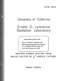 Cover page: NEUTRON ENERGY SPECTRA FROM NUCLEI EXCITED BY p--MESON CAPTURE