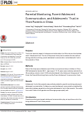 Cover page: Parental Monitoring, Parent-Adolescent Communication, and Adolescents’ Trust in Their Parents in China