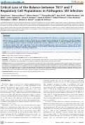 Cover page: Critical Loss of the Balance between Th17 and T Regulatory Cell Populations in Pathogenic SIV Infection