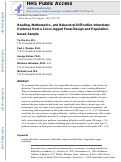 Cover page: Reading, Mathematics, and Behavioral Difficulties Interrelate: Evidence from a Cross-lagged Panel Design and Population-based Sample.