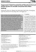 Cover page: Organometal Halide Perovskite-Based Photoelectrochemical Module Systems for Scalable Unassisted Solar Water Splitting.