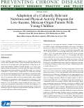 Cover page: Adaptation of a Culturally Relevant Nutrition and Physical Activity Program for Low-Income, Mexican-Origin Parents With Young Children