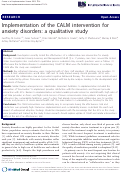 Cover page: Implementation of the CALM intervention for anxiety disorders: a qualitative study