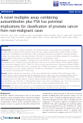 Cover page: A Novel Multiplex Assay Combining Autoantibodies Plus PSA Has Potential Implications for Classification of Prostate Cancer from Non-malignant Cases