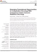 Cover page: Emerging Translational Opportunities in Comparative Oncology With Companion Canine Cancers: Radiation Oncology