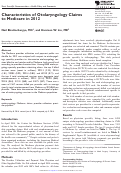 Cover page: Characteristics of Otolaryngology Claims to Medicare in 2012